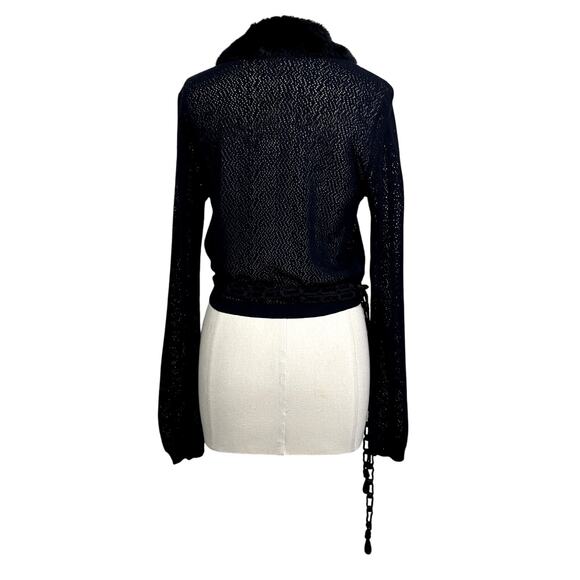 Moda International Faux Fur Knit Wrap Cadigan Gothic Retro Mob Wife - Picture 5 of 11